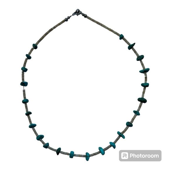 Handmade Turquoise & Quartz Stone Necklace - Boho Chic, Durable Steel String - Picture 1 of 5